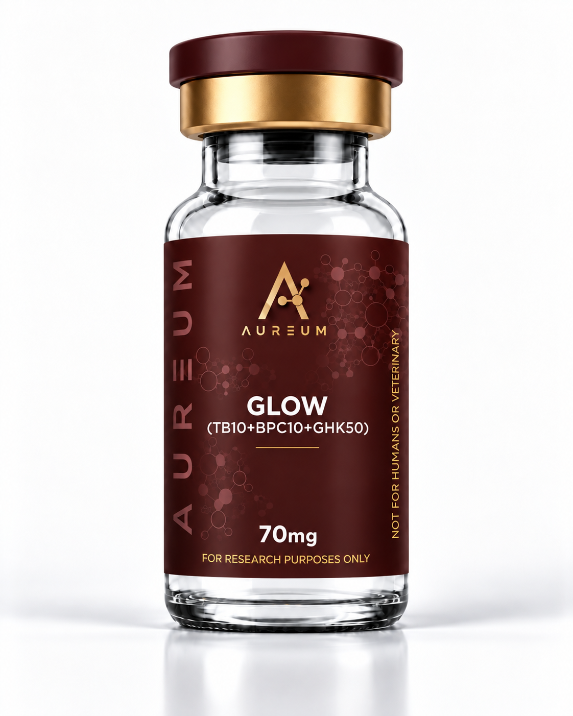 Aureum Glow Peptide Blend – 70mg (TB-500 10mg + BPC-157 10mg + GHK-Cu 50mg)