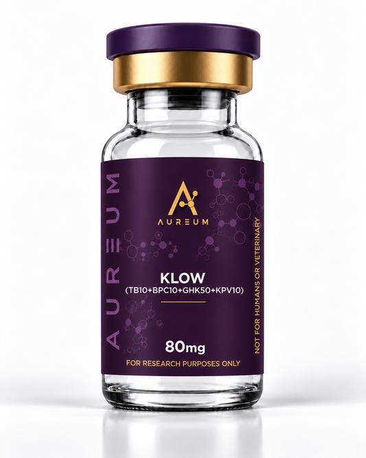 Aureum KLOW Peptide Blend – 80mg (TB-500 10mg + BPC-157 10mg + GHK-Cu 50mg + KPV 10mg)